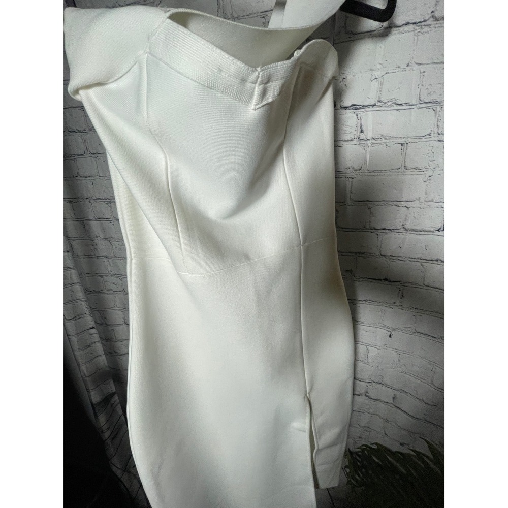 Windsor White One Shoulder Bodycon Cocktail Dress Side Slit Size L - Picture 3 of 5